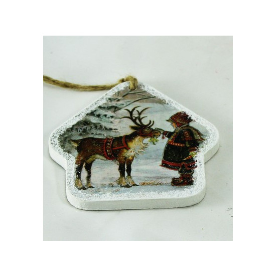 Ялинкова іграшка-листівка з фанерки, будинок без труби (EI-04)