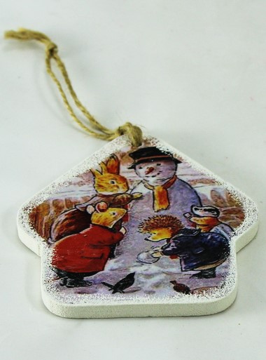 Ялинкова іграшка-листівка з фанерки, будинок без труби (EI-04)