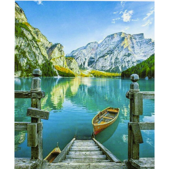 Картина за номерами на дереві "Гірське озеро" 40 * 50см, черв., кисті (3303-D)