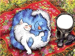 Холст-розмальовка під номерами 40*50см з набором фарб і пензликами 2 шт, з рамкою,  "Котики соні" (8339)