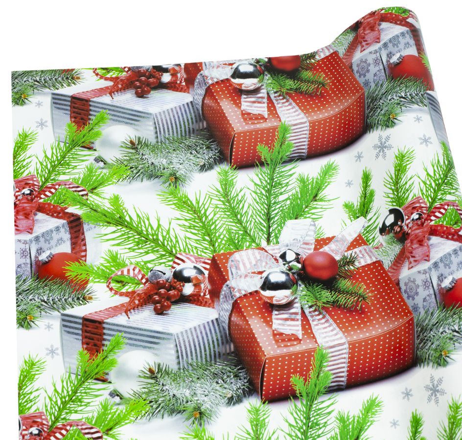 Папір новорічний крейдований для пакування подарунків 80г 100х70  -10 аркушів Різнокольоровий Unison (PVM10-167NY)