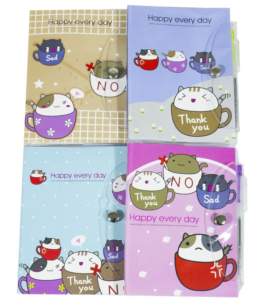 Блокнот на кнопке+ шарик. ручка 10,5*13,5см "Котик в чашке", 503734 (503734)