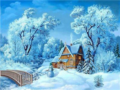 Картина за номерами "Зима"40 * 50см, крас.-акрил, пензлик-3шт. Блакитний Unison (RA3774)
