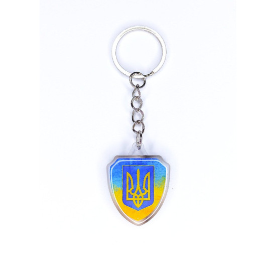 Брелок акриловый шеврон 28х36мм,  шильда 30 х 28мм Желто-синий Unison (UNB-1018)