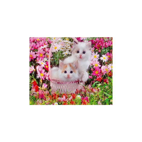 Картина за номерами "Кошенята в рожевих квітах" 40х50см, крас.-акрил, пензлик-3шт. (3784)
