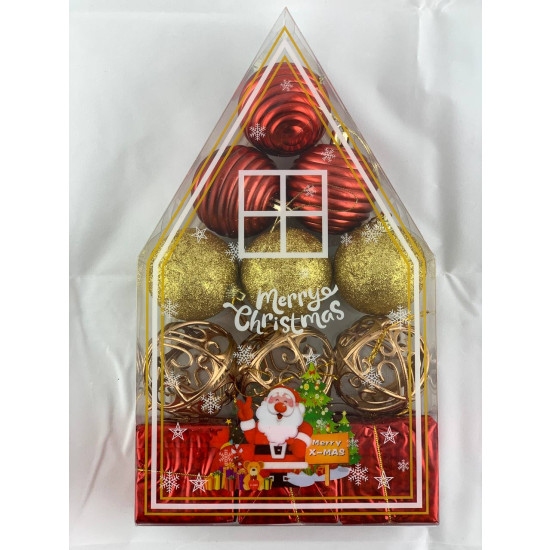 Набір іграшок на ялинку "Кулі золоті+червоні" 12шт d=6см Різнокольоровий Без бренду (612-7)