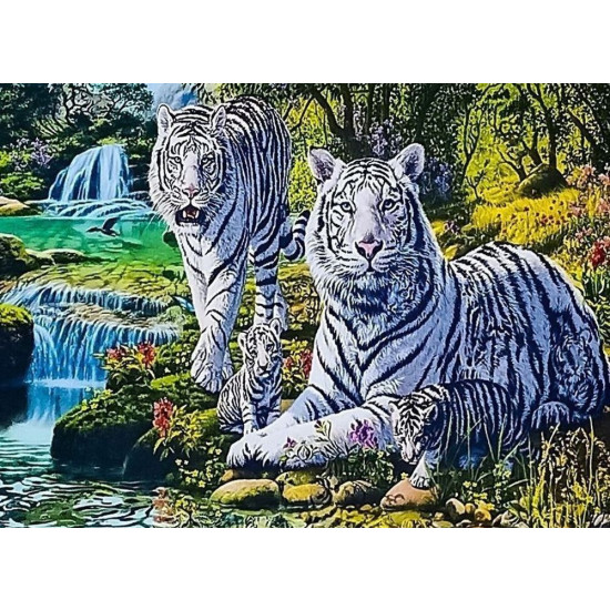 Алмазна мозаїка за номерами 30 х 40см ""Білі тигри"" (полотно на рамі) Різнокольоровий Unison (60646_B GLD)