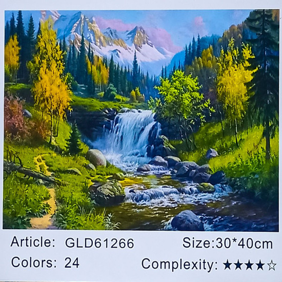Алмазна мозаїка за номерами 30 х 40см ""Гірська річка"" (полотно на рамі) Срібний Unison (61266_B GLD)