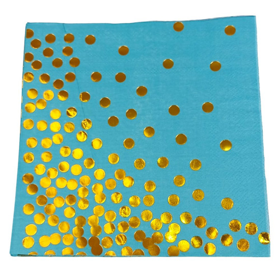 Серветки 33 х 33см, двошарові, 20 шт, "Горошек" Блакитний Без бренду (10145 turquoise)