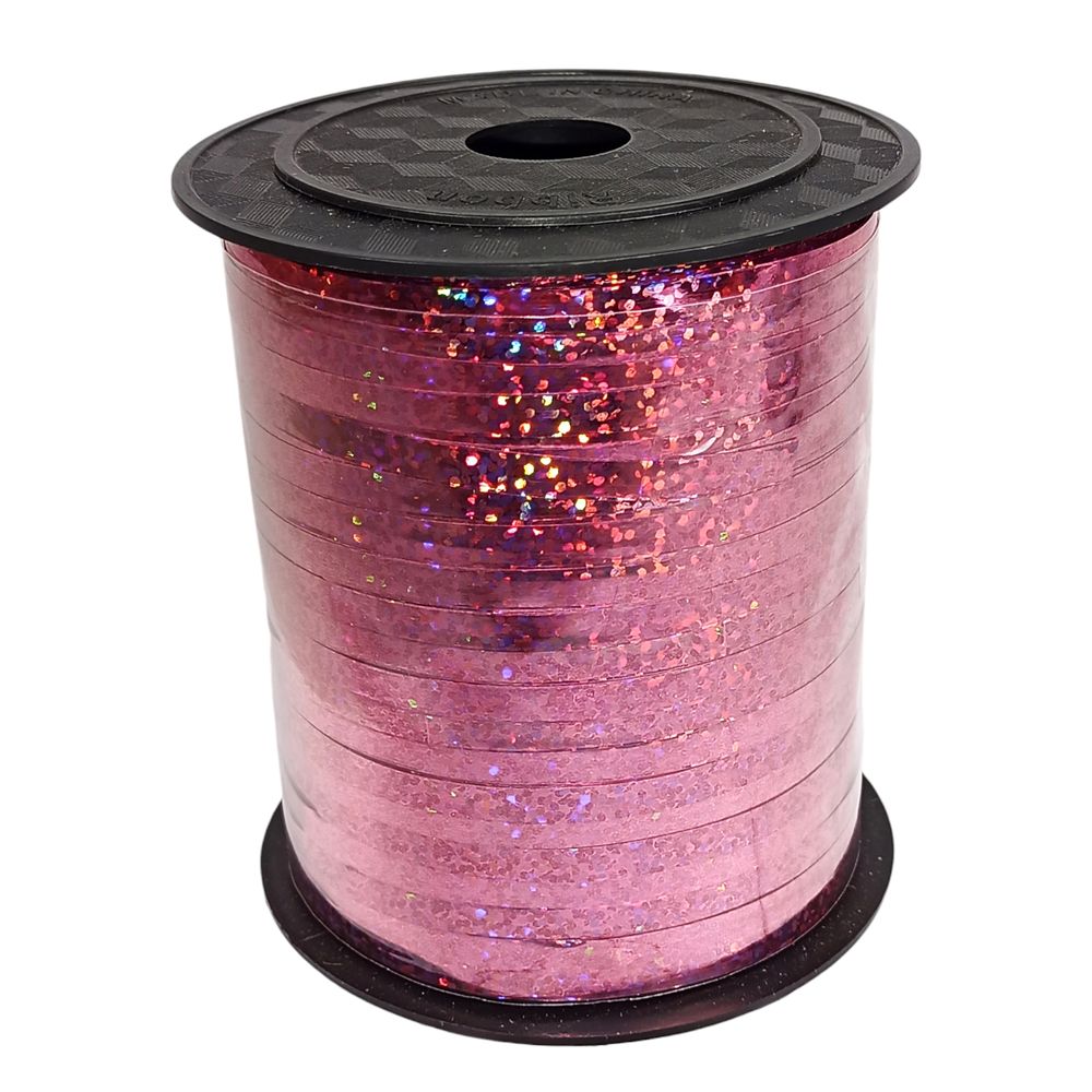 Лента малиновая голограмма для букетов, подарков, шаров - 0.5cm, 250yard (LP05150-5)