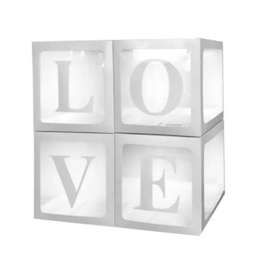 Коробки для шаров набор - 4шт "LOVE" 30 х 30 х 30см Белый Unison (10134 white)