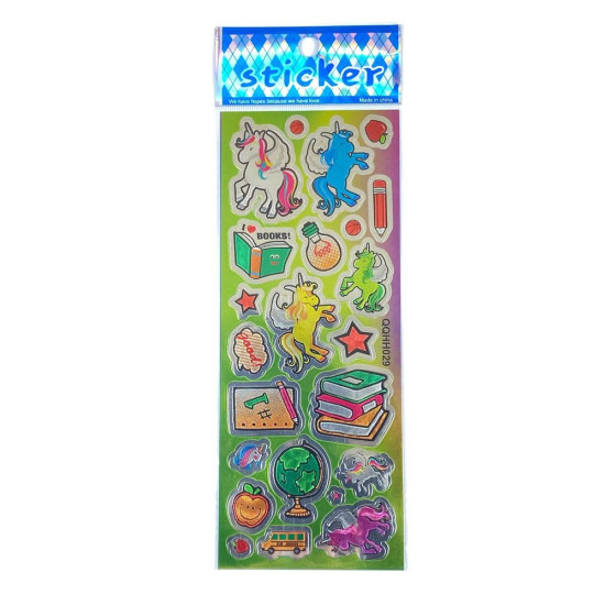 Наліпка пластикова лазерна 7 х 17см "Стікери з однорогами" (QQHH029)