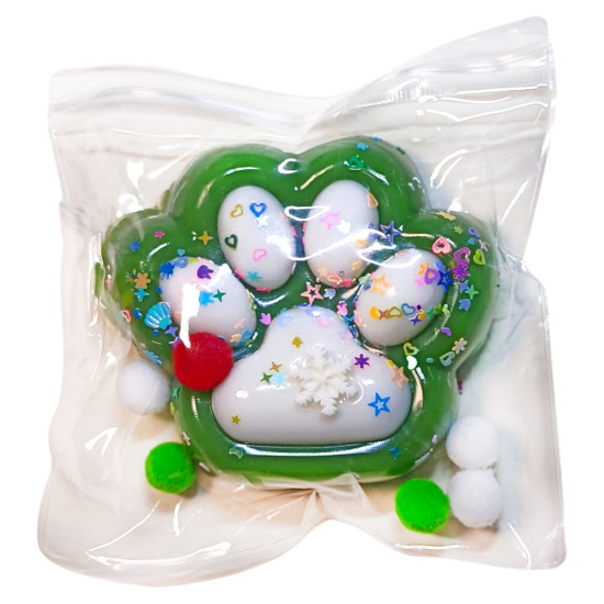 Таба лапка новорічна 10см  сквіш антистрес (712295 green - white)