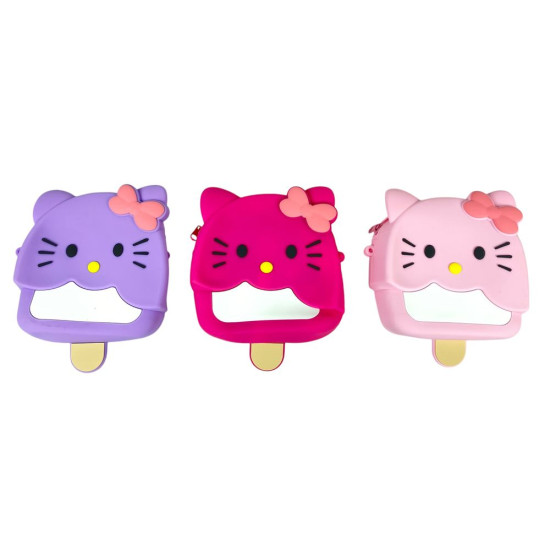 Сумочка силіконова "Кішечка-морозиво" з довгою ручкою 13 х 12,5см, 3 види (812-17)