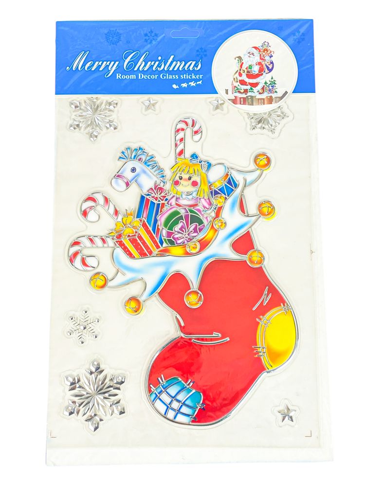 Наліпки для вікон силіконові "Santa" 23*38см, mix (6527-P3-11)