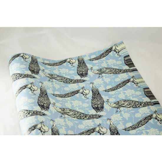 Папір подарунковий офсетний 50г, Павичі на блакитному; 1000х700 (10 аркушів) Чехія (PCZ10070-10-145)