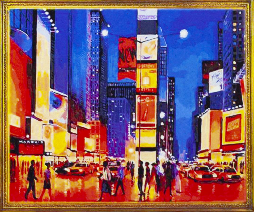 Холст-розмальовка під номерами "New York" 40х50см, з набором форб і пензликами 2шт, з рамкою. (847)