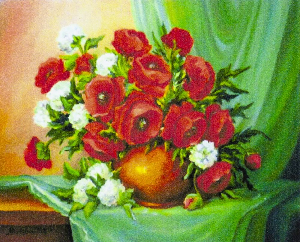 Алмазна мозаїка за номерами 30*40см "Квіти у глеку" у рулоні (70518 GB)