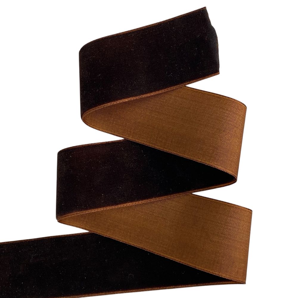 Оксамитова стрічка  4 см (±5мм) х 30 ярдів Коричневий Marill (D00840-   22)