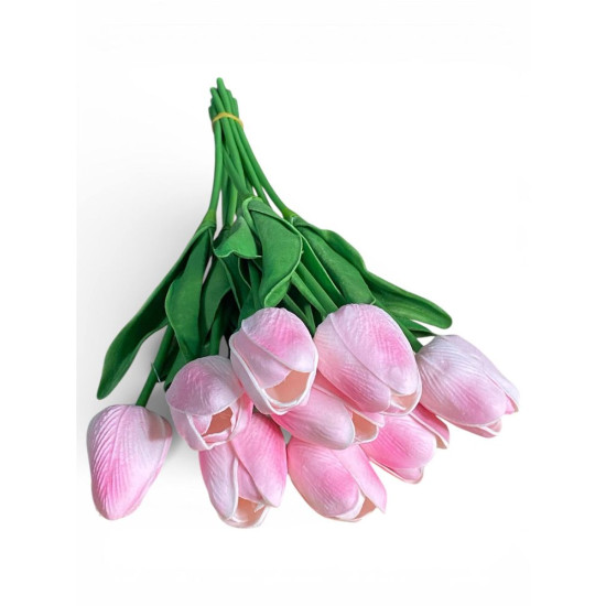 Букет латексних тюльпанів з ефектом живого дотику, 9 бутонів (4 х 4см), світло рожевий, 34 см Рожевий Marill (C30444-06)