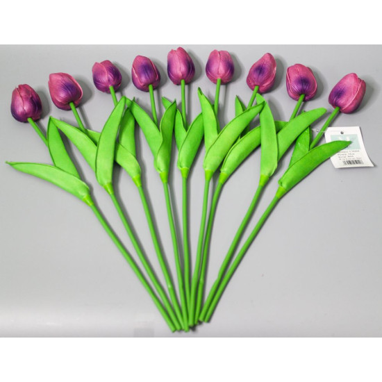 Букет латексних тюльпанів з ефектом живого дотику, 9 бутонів (4 х 4см), ліловий, 34 см Фіолетовий Marill (C30444-04)