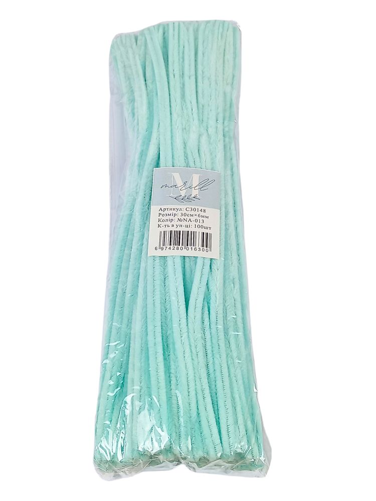 Синельная проволока, 300 х 6мм аквамарин, 100 шт (C30148 aquamarine-KR-013)