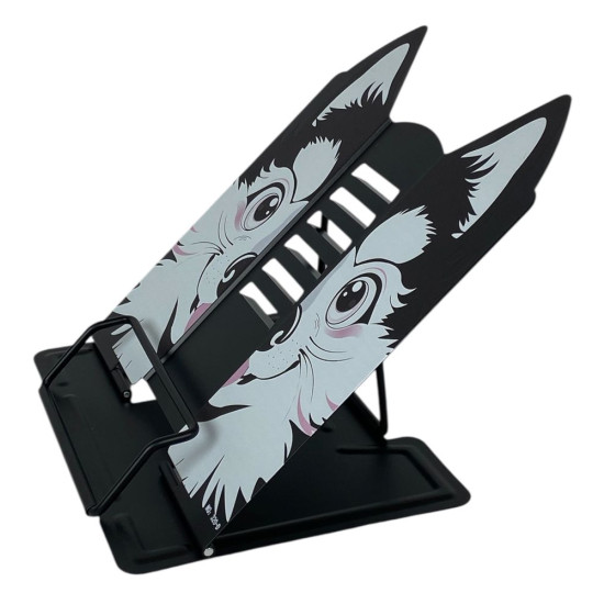 Подставка для книг металлическая фигурная 23 х 21см, Песик черный (320D)