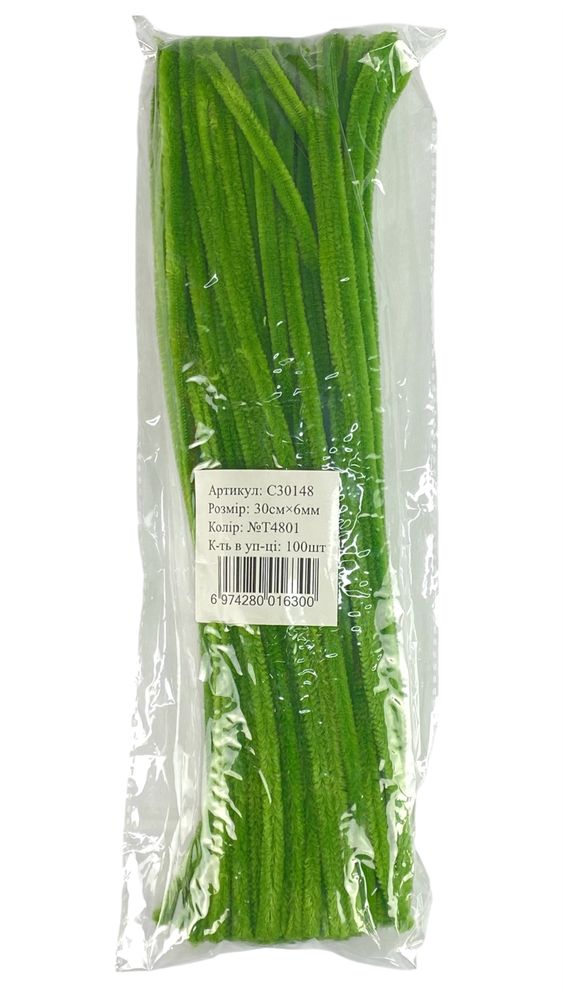 Синельний дріт, 300 х 6мм, трав'янисто-зелений, 100 шт (C30148 grassy green-T4801)