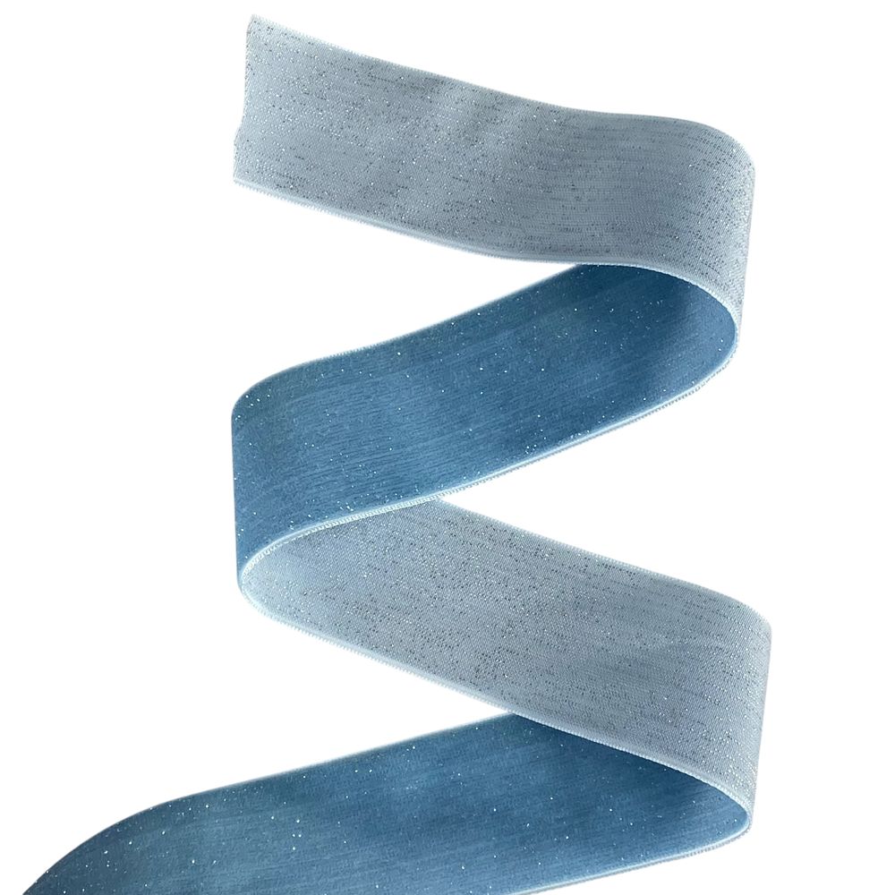 Бархатная лента  блестящая 2,5  см х 50 ярдов Голубой Marill (D16725- blue)