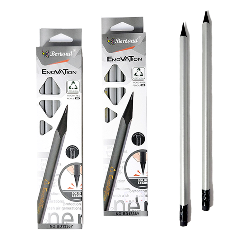 Карандаши чернографитные, HB, треугольные пластиковые, серебряные Серебряный Без бренда (BD1336Y silver)