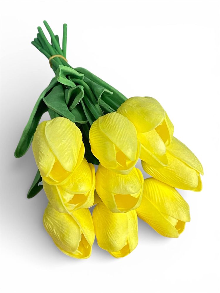 Букет латексних тюльпанів з ефектом живого дотику, 9 бутонів (4 х 4см), жовтий, 34 см Жовтий Marill (C30444-08)
