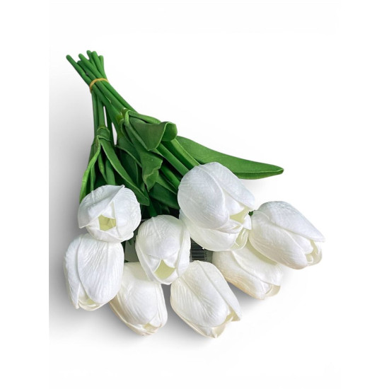 Букет латексних тюльпанів з ефектом живого дотику, 9 бутонів (4 х 4см), білий, 34 см Білий Marill (C30444-05)