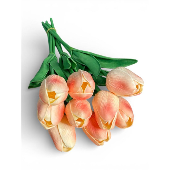 Букет тюльпанів з ефектом живого дотику, 9 бутонів (4 х 4см), рожевий, 34 см Різнокольоровий Marill (C30444-09)