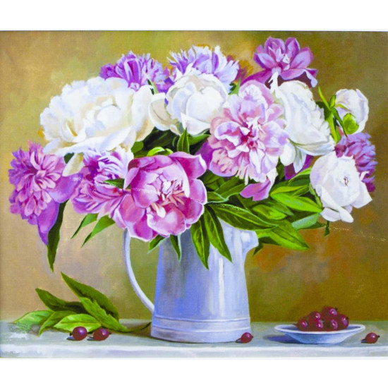 Картина за номерами "Натюрморт з півоній" 40 * 50см, крас.-акрил, кисть-3шт (3120)