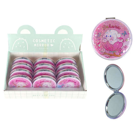 Дзеркало кругле 7см з блискітками, Сакура (ZT185-2576L)