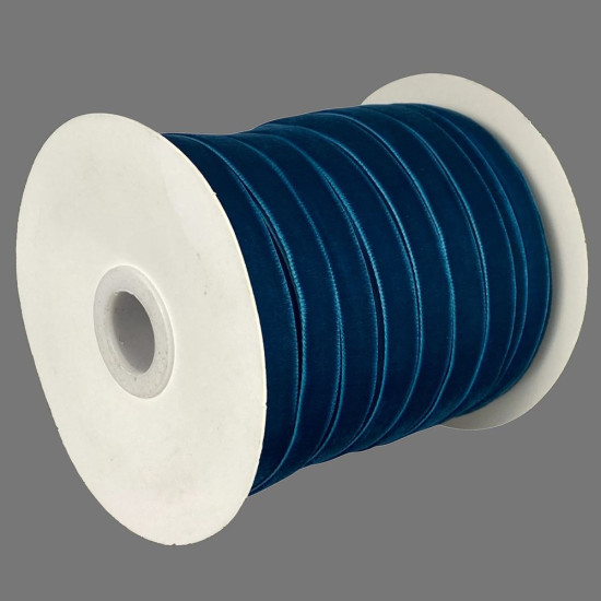 Оксамитова стрічка  1,0 см х 50 ярдів Синій Marill (D00810- C 29)