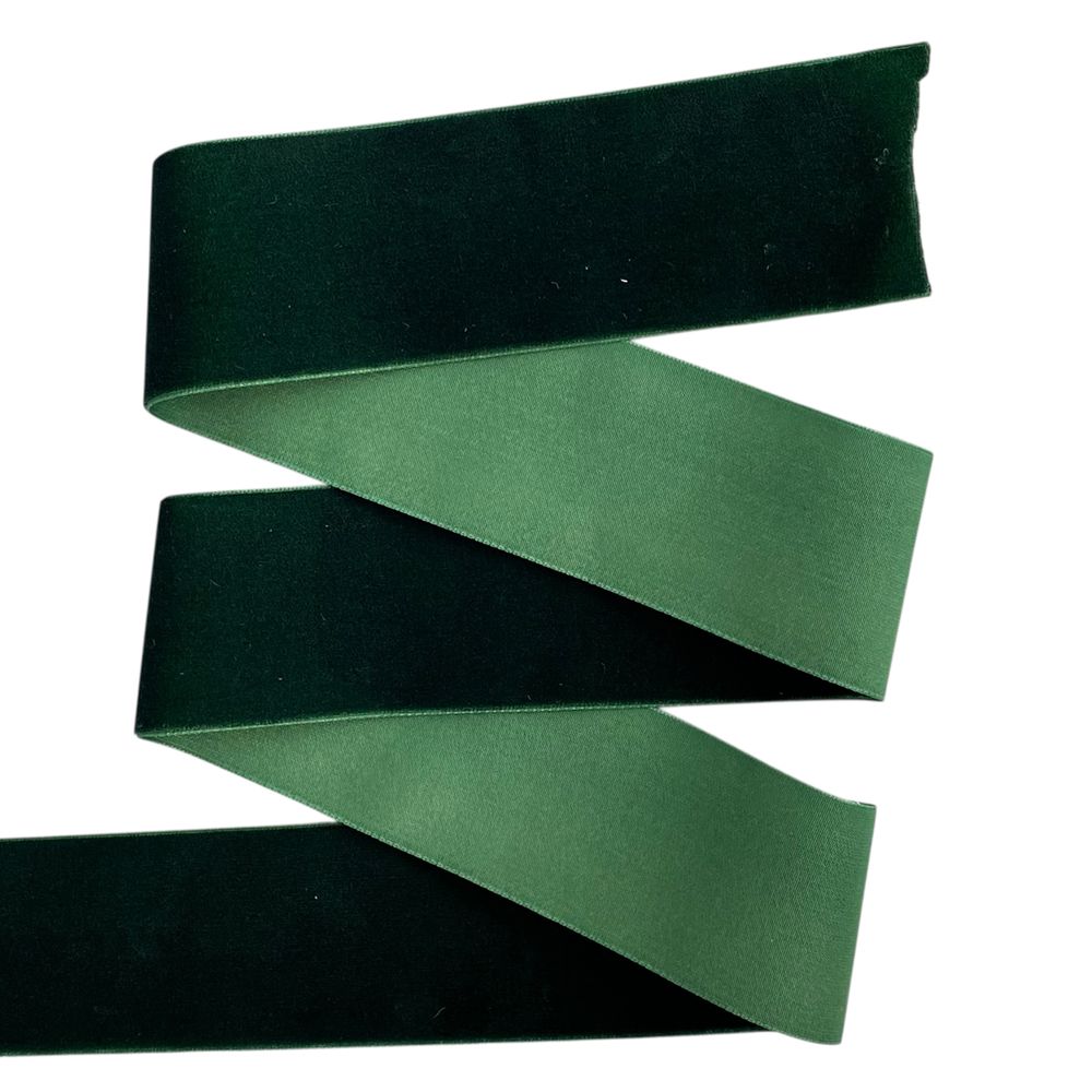 Оксамитова стрічка  4 см (±5мм) х 30 ярдів Зелений Marill (D00840- C 59)