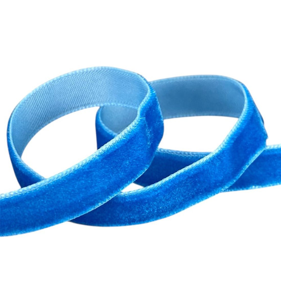 Оксамитова стрічка  1,0 см х 50 ярдів Блакитний Marill (D00810- C 39 blue)