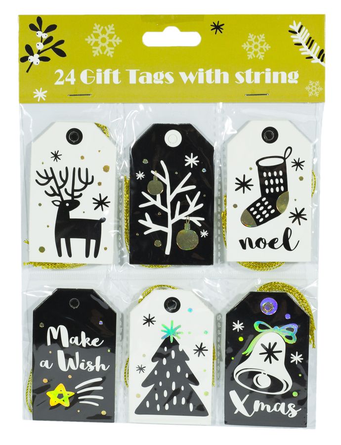 Новорічні теги 24шт в уп. (P110)