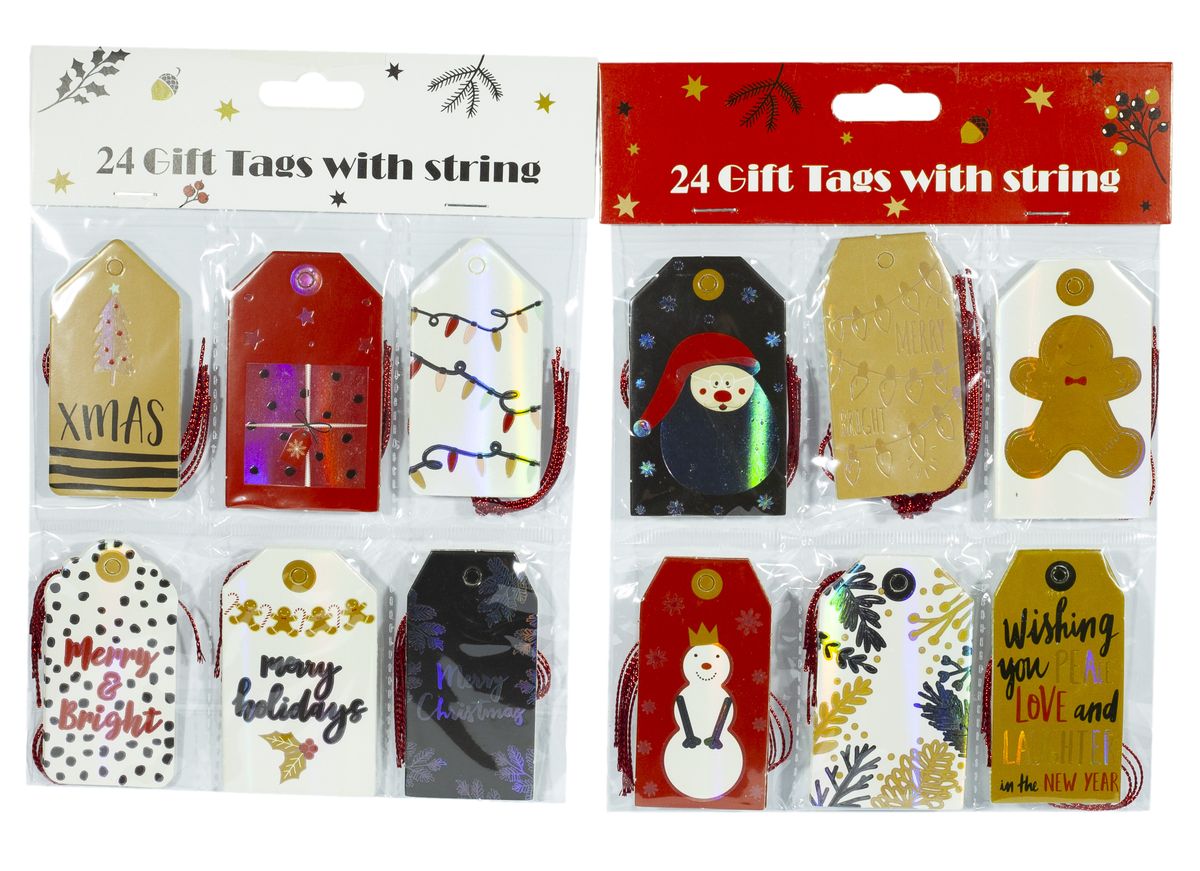 Новорічні теги 24шт в уп. (P111)