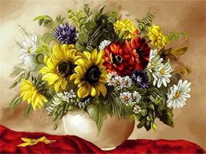 Алмазна мозаїка  за номерами 30*40см "Букет" карт уп. (Полотно на рамі камені) (GLD60870)