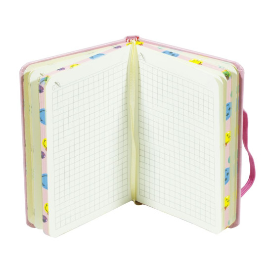 Блокнот NA696080, A6, 70g, гумова стрічка, 96 аркушів,  4 дизайни (NA696080)