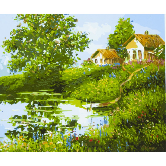 Картина за номерами "Будинок біля озера" 40 * 50см, крас.-акрил, пензлик-3шт. (6004)