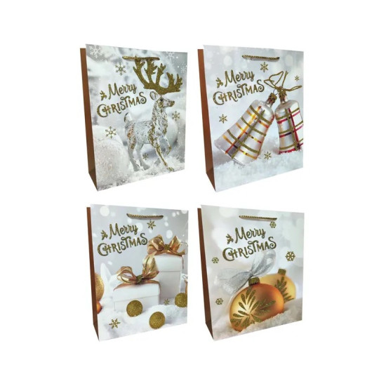 Новогодний подарочный пакет с глиттером "Merry Christmas", 18х23х08см, Разноцветный Unison (FD1336S)