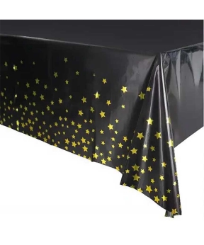 Скатерть черная 137 х 183см, Золотая звездочка Черный Unison (871023)