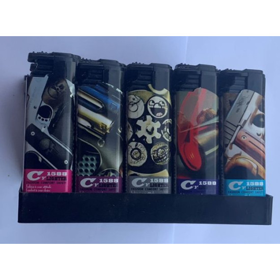 Зажигалка газовая пластиковая Пистолеты (турбо пламя) Разноцветный Unison (1588-5)