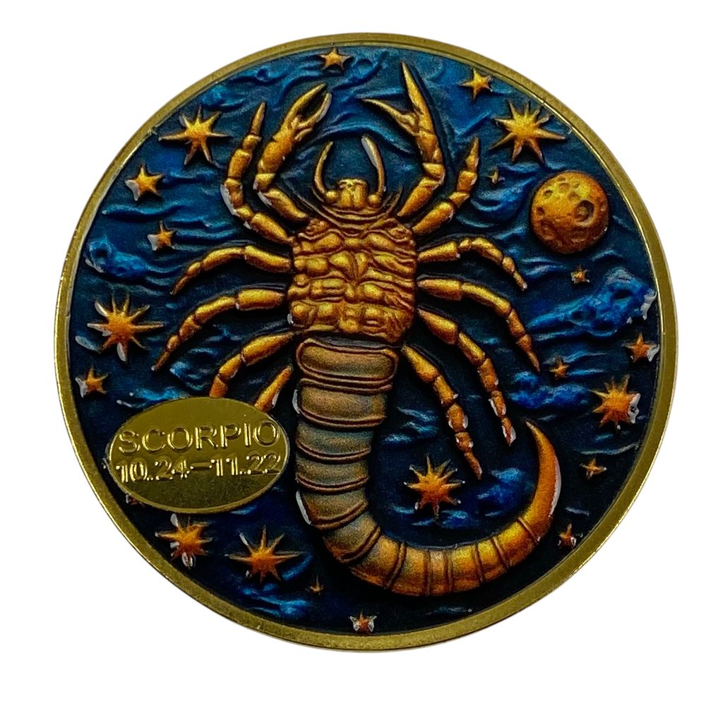 Монета-сувенір із зображенням знаку зодіаку  "Скорпіон", 4см в капсулі (Cs - Scorpio)