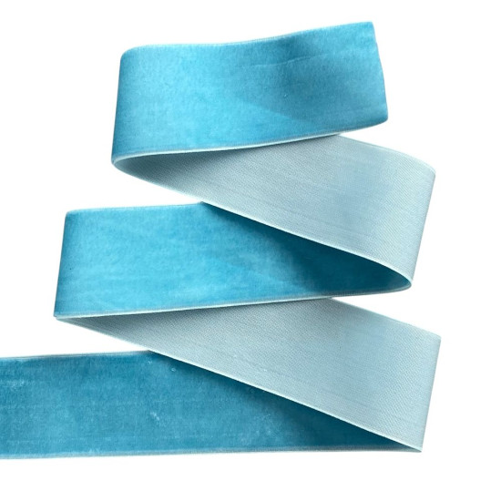 Оксамитова стрічка  5 см (±5мм) х 20 ярдів Блакитний Marill (D00850- C 61)