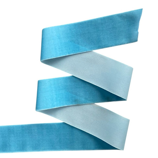 Оксамитова стрічка  4 см (±5мм) х 30 ярдів Блакитний Marill (D00840- C 61)