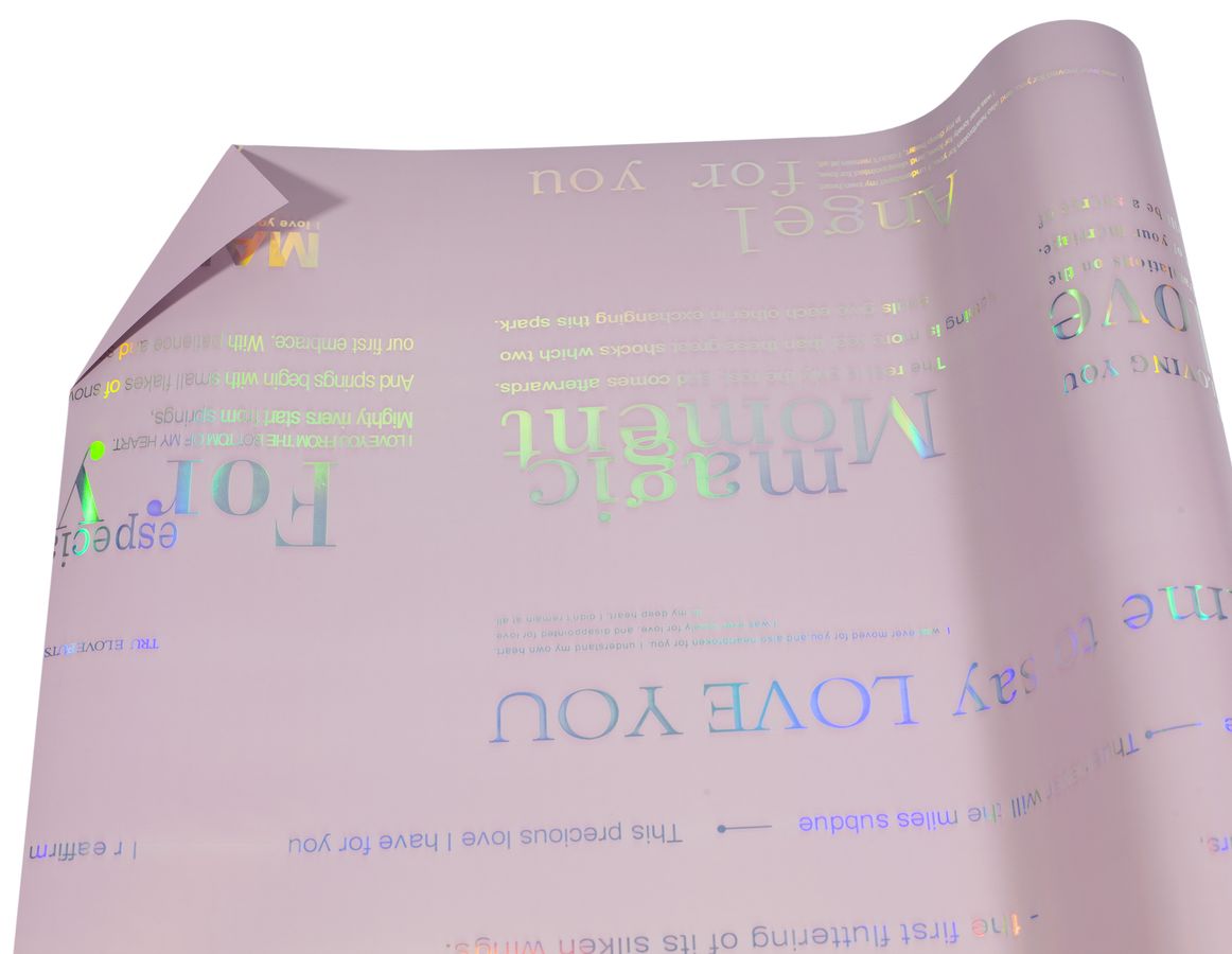 Калька 0,6х5м, двустороння -рожева  пудра  з написами (PDMTi-6)